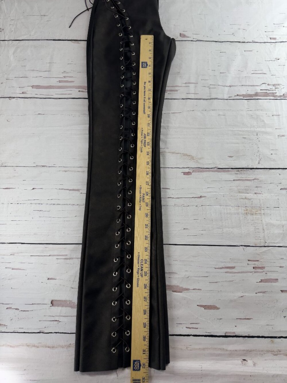 White Fox Lace-Up Faux Leather Flare Chocolate XS Y2K Moto grunge Y2K trouser - Picture 9 of 13